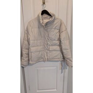 Juniors Madden‎ Girl Faux Leather Puffer Jacket Cream Size Large New